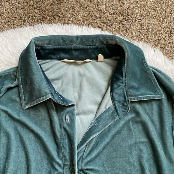 Soft Surroundings Velvet Boyfriend Tunic Top Button Down Women’s Small Velour - Picture 5 of 9